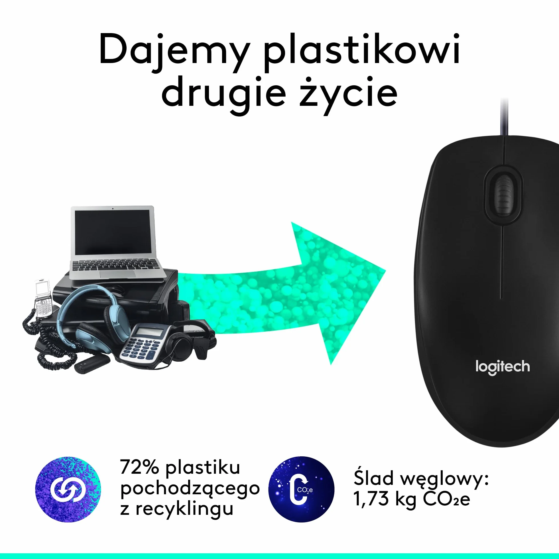 Logitech M100 Mysz przewodowa 1000 DPI Czarny