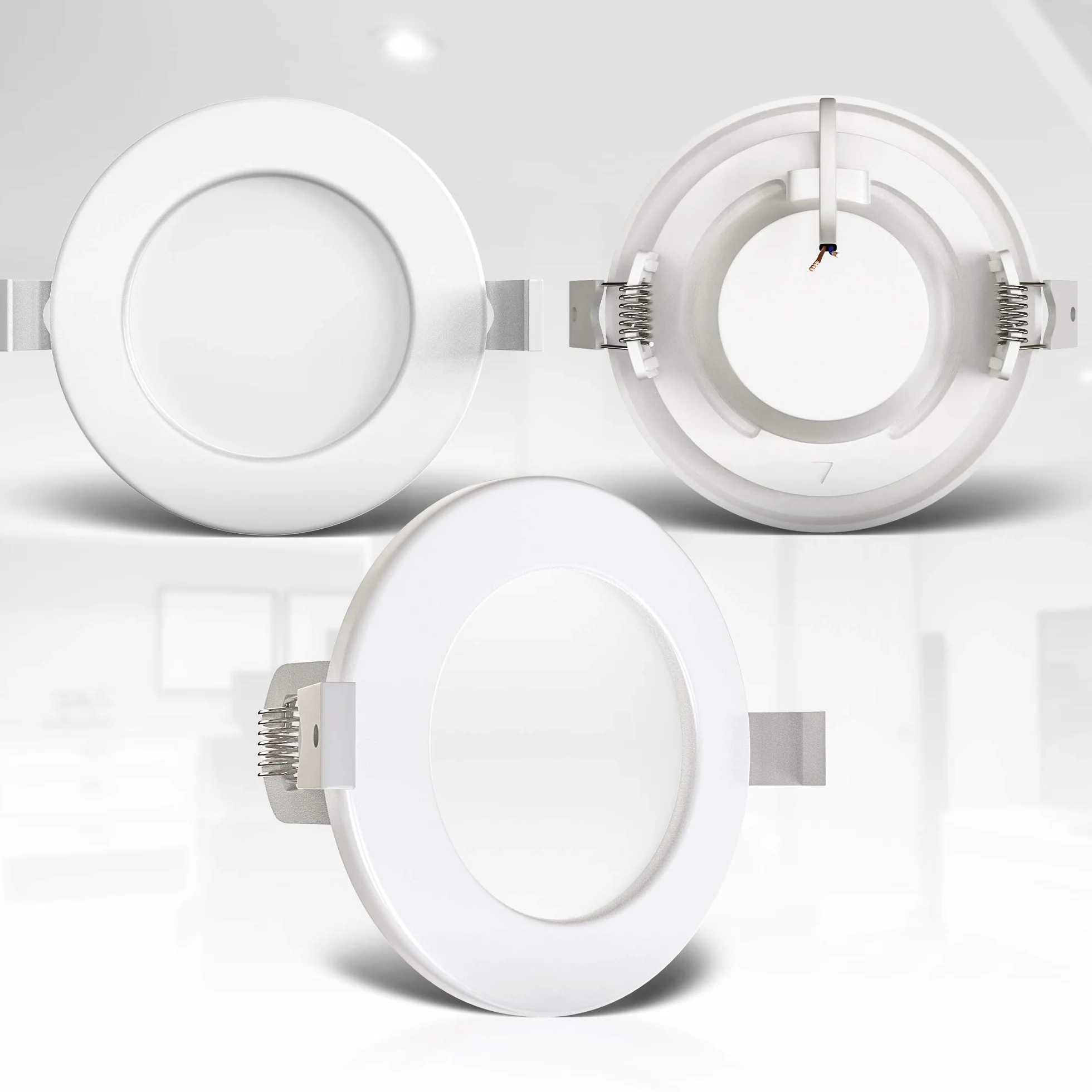 B.K.Licht I 9-częściowy zestaw lamp LED do zabudowy I Ultra płaskie 30 mm I Ø 115 mm I białe I 9 x 6 W płytek LED I 9 x 450 lumenów I 3000 K ciepła biel I IP44 I łazienka reflektor do zabudowy