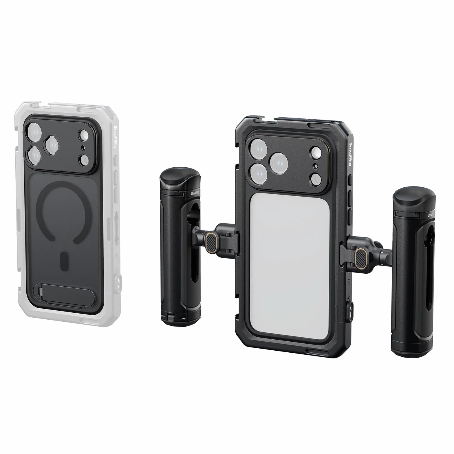 SMALLRIG Phone Video Cage Dual Handheld do iPhone 17 Pro Max, Phone Rig z bezprzewodowym uchwytem bocznym, 17mm tylna płyta montażowa
