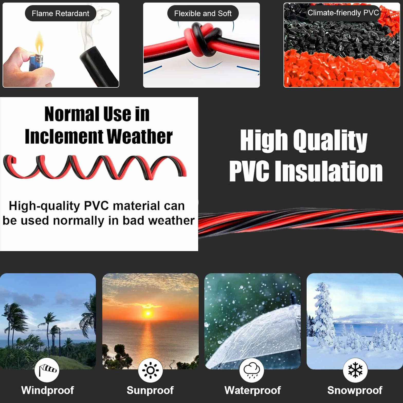 ADNEWX® 20 m 2 pin 22AWG czerwony i czarny przewód PVC LED przedłużacz 12 V jest często stosowany w przypadku lamp/taśmy LED i okablowania elektronicznego