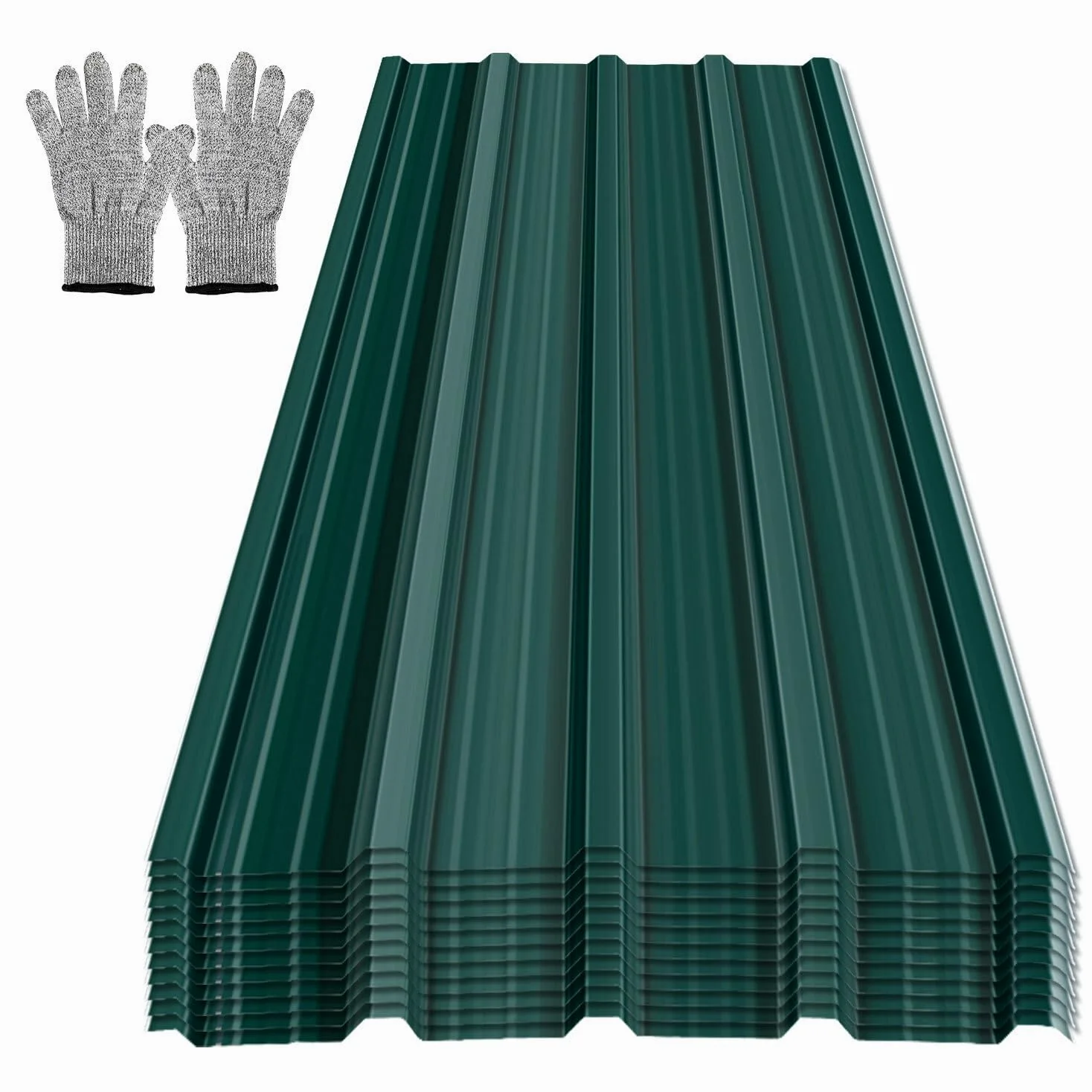 Zestaw 12 arkuszy profilowanych, blachy trapezowej, płyty dachowe, płyty z blachy falistej do dachu 129 x 46 cm, 7 m², metalowe, blachy dachowe, do wiaty, domku na narzędzia, kolor zielony