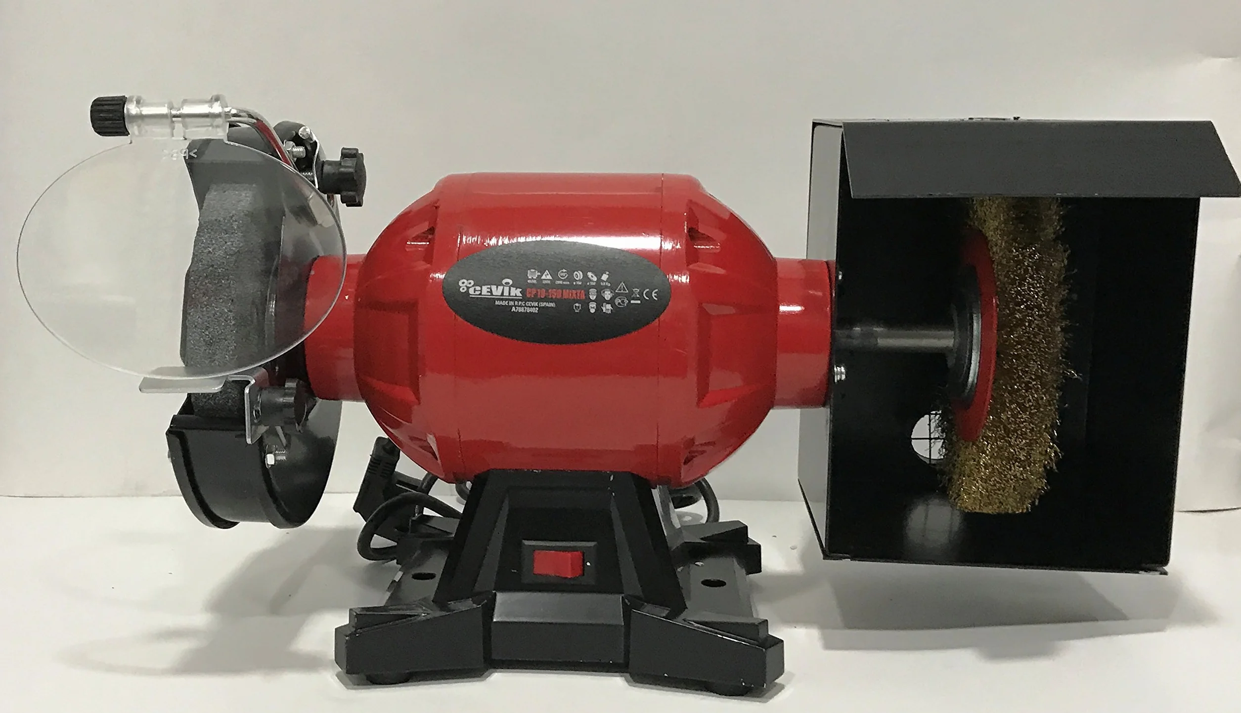 CEVIK PRO - CP10-150MIXTA Szlifierka stołowa 450 W - Szlifierka i szczotka 150 mm - 2950 obr./min - Profesjonalna szlifierka polerska do warsztatów i ostrzenia noży