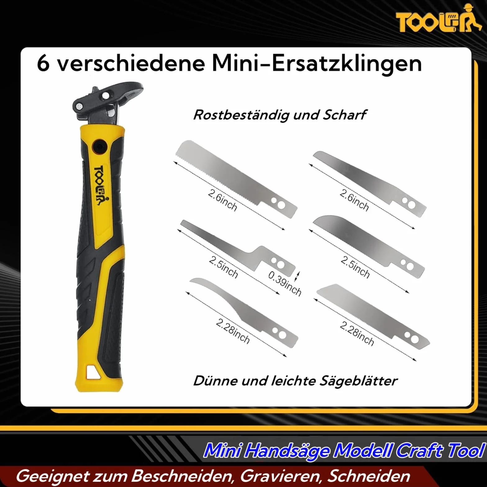 Magicbox Zestaw pił modelarskich 10 w 1, mini piła do drewna i majsterkowania, w zestawie: 6 pił + 2 ostrza do wyrzynarek + pilniki igłowe - system szybkiej wymiany, ergonomiczny uchwyt antypoślizgowy