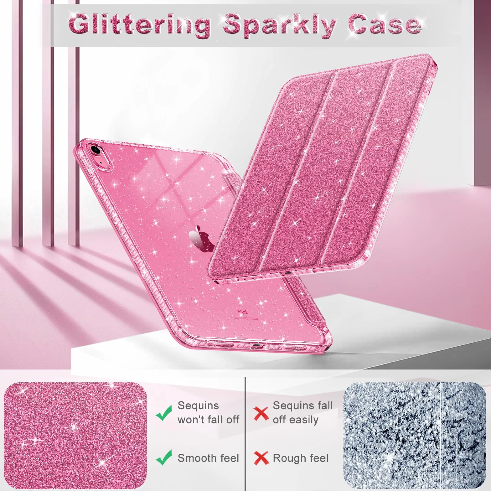 Fintie Etui na iPad 11 generacji 11 cali 2025 (A16), iPad 10 generacji 2022 10,9 cala z uchwytem na długopis, błyszczące, odporne na uderzenia etui ochronne z błyszczącą, przezroczystą tylną stroną,