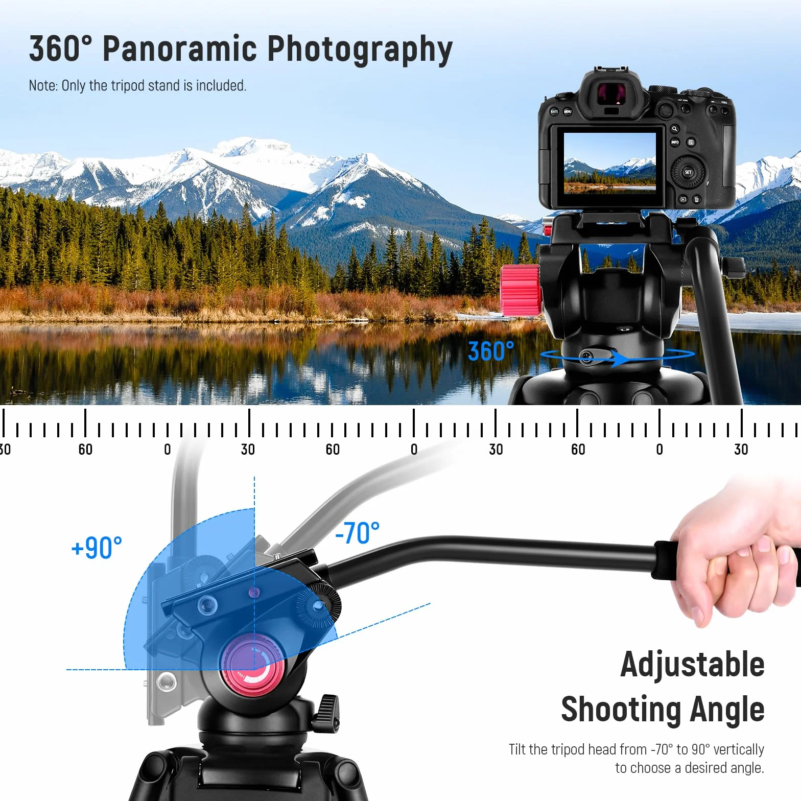 NEEWER Statyw wideo 79" 200 cm ze stopu aluminium głowica płynna 360° płyta QR do Canon Nikon Sony DSLR 8 kg