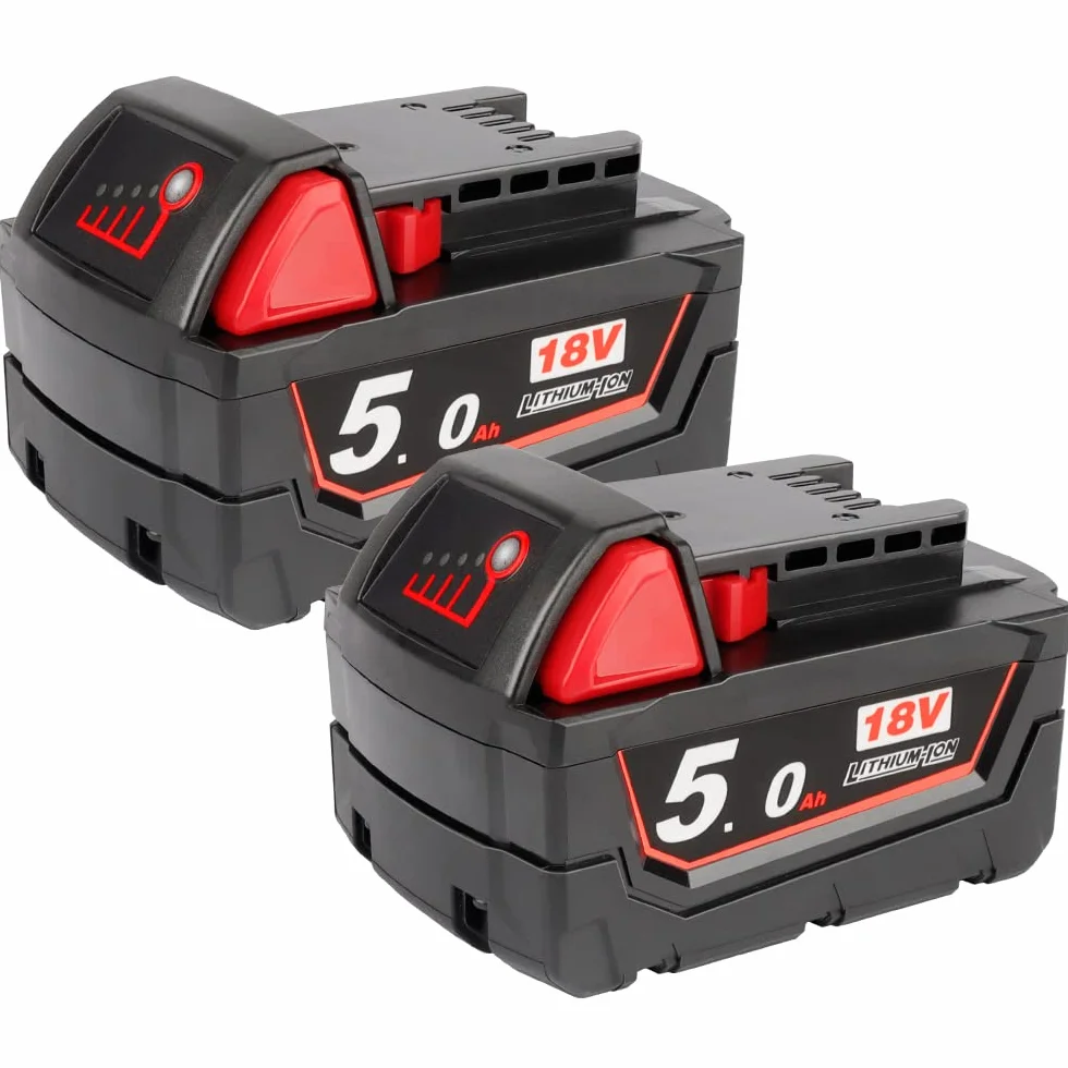 2 x Powarobor M18B5 18 V 5,0 Ah akumulator zastępczy kompatybilny z Milwaukee M18 18 V akumulator 48-11-1860