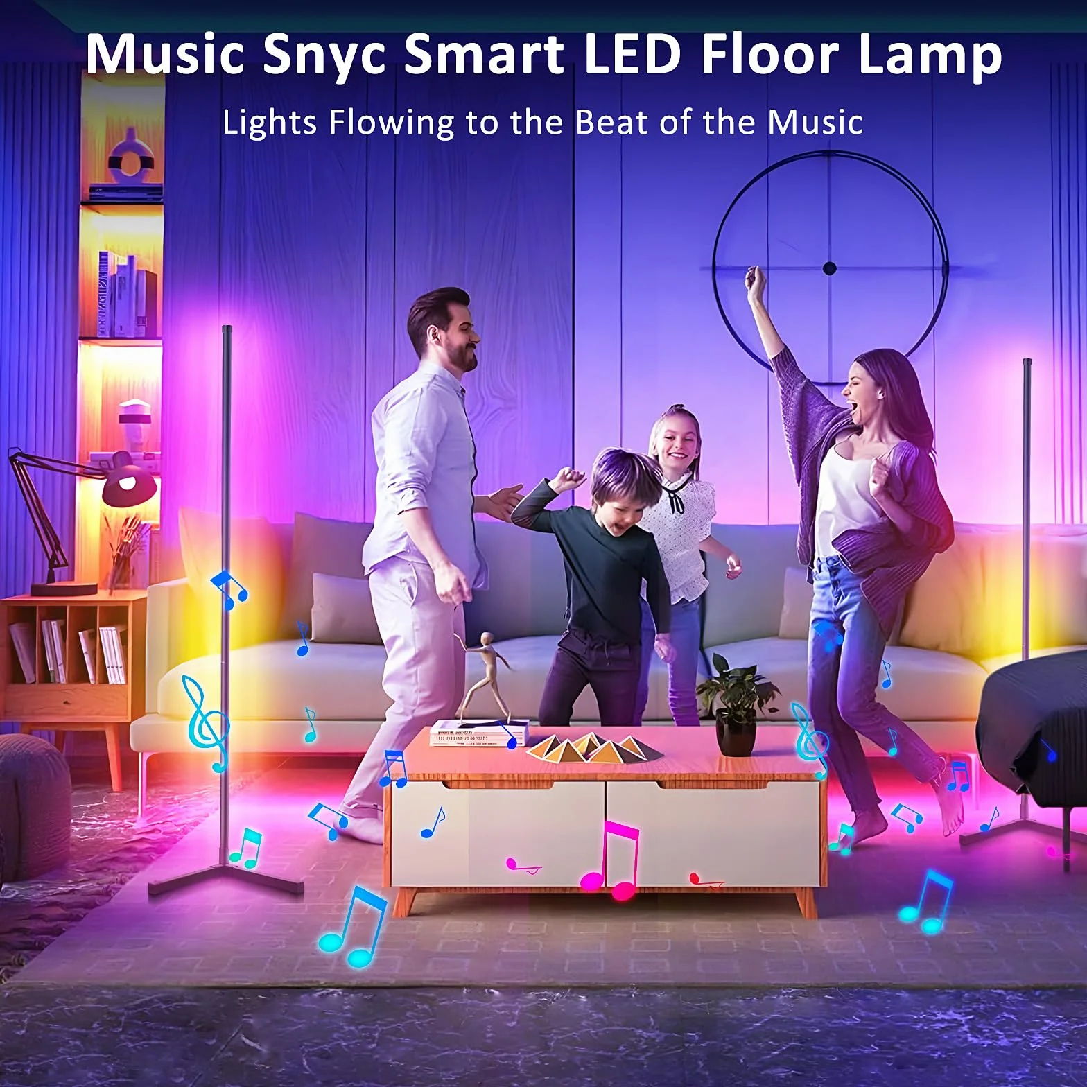 Comius Sharp Lampa stojąca LED do salonu, 160 cm, Smart RGB LED, lampa stojąca z pilotem zdalnego sterowania i aplikacją, 16 milionów kolorów, tryby muzyki, tryb DIY, funkcja timera, do sypialni,