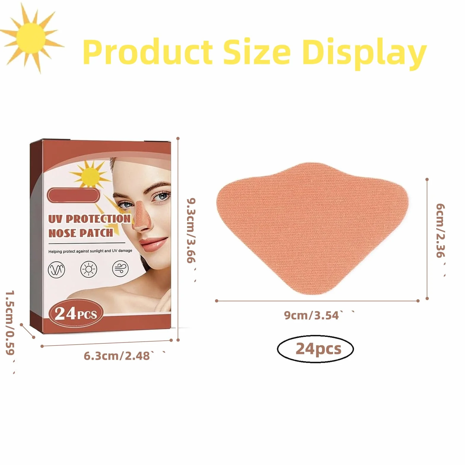 Ochrona nosa, ochrona przed promieniowaniem UV, plastry na nos, ochrona przed słońcem, 24 sztuki