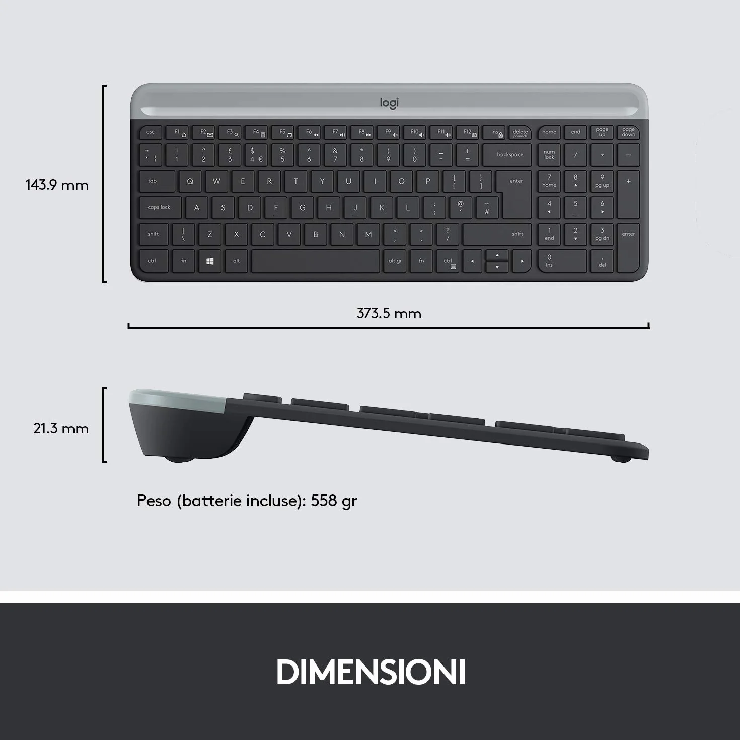 Logitech MK470 Slim Bezprzewodowa klawiatura & Mysz Combo - ITA QWERTY