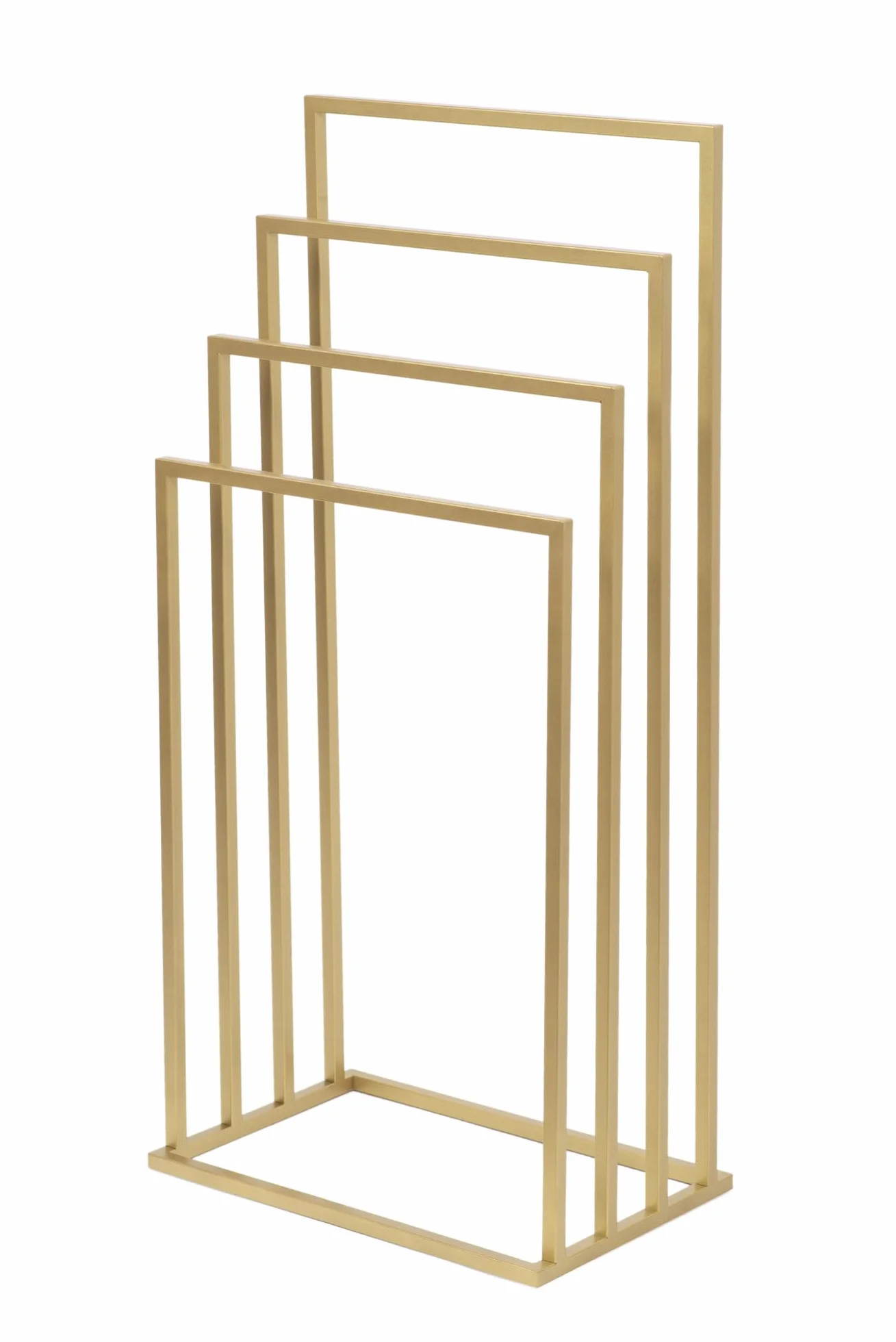 Wolnostojący Wieszak na Ręczniki - szer. x gł. x wys. 45x29x96cm - Wykonany z Metalu, z Podkładkami Antypoślizgowymi, Stabilny, Produkt UE, bez Montażu - VIVO - 4 pręty - Złoty