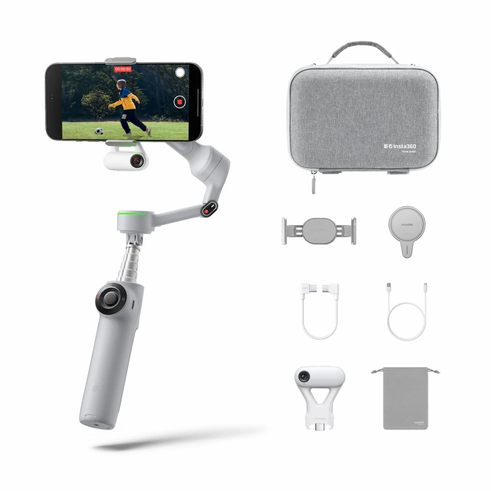 Insta360 Flow 2 Pro stabilizator gimbala do iPhone'a i Androida, AI Phone Gimbal z kijem do selfie i statywem