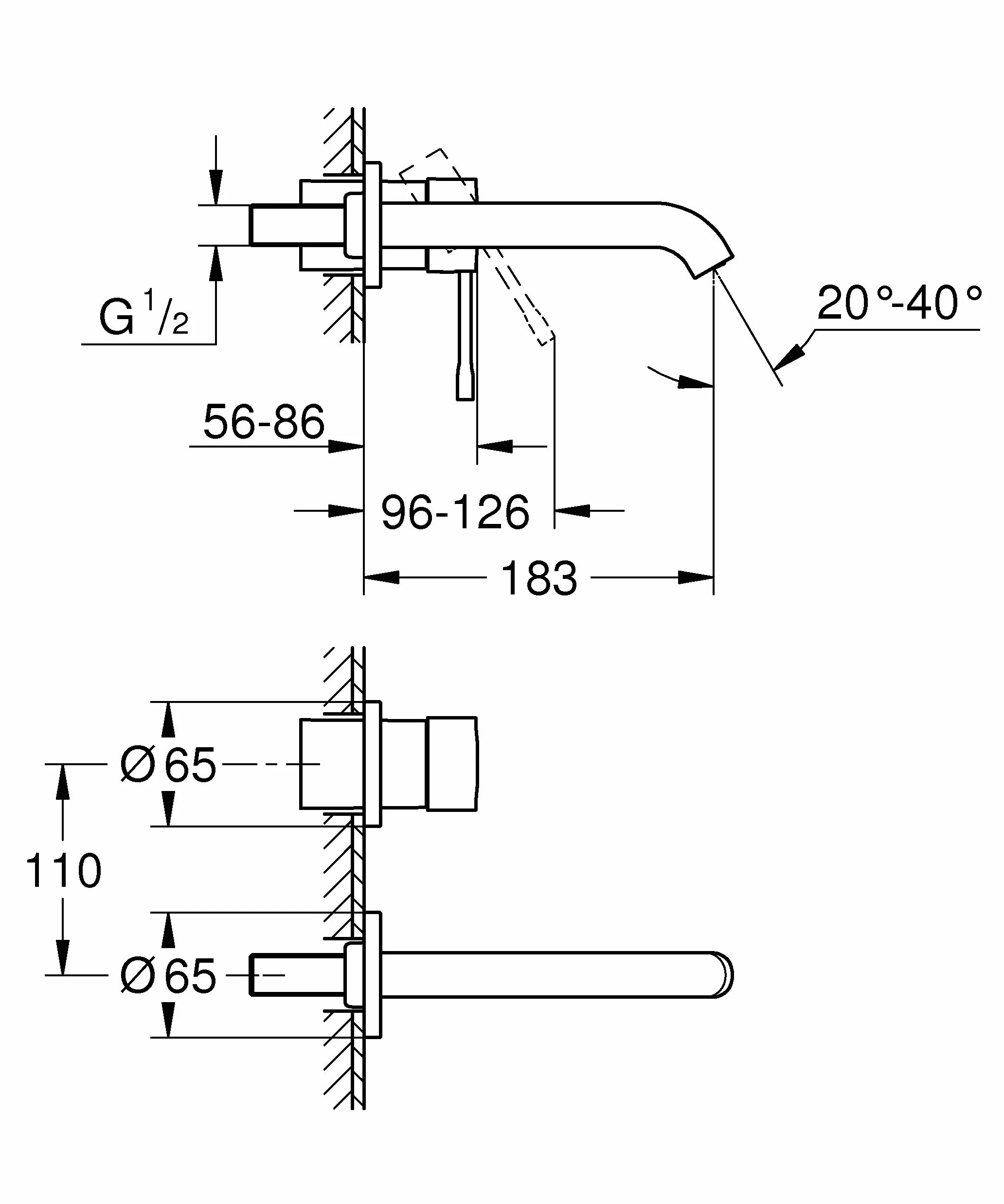 GROHE Essence 2-otworowa bateria umywalkowa Rozmiar M