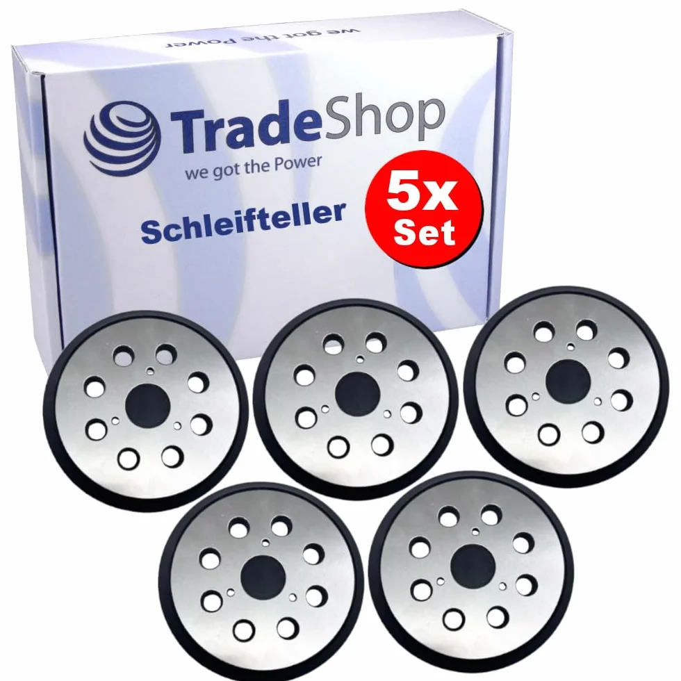 5 x Trade-Shop talerz szlifierski talerz podporowy 125 mm z metalowym spodem kompatybilny z DeWalt DW426/K D26453/K D26451, Hitachi SV13YA SV13YB szlifierka mimośrodowa