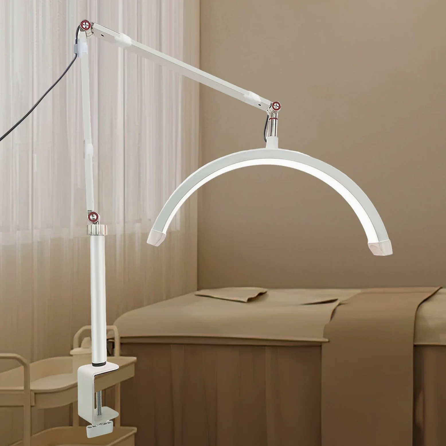 Lampa LED Half Moon do przedłużania rzęs i paznokci - profesjonalna lampa stojąca do pielęgnacji oczu (biała)
