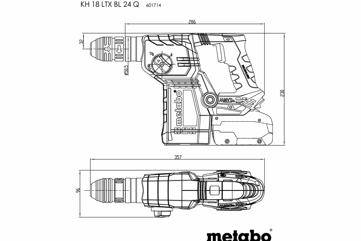 Metabo KH 18 LTX BL 24 młotek akumulatorowy 18 V (młotek bez akumulatora + ładowarka) # 601713850