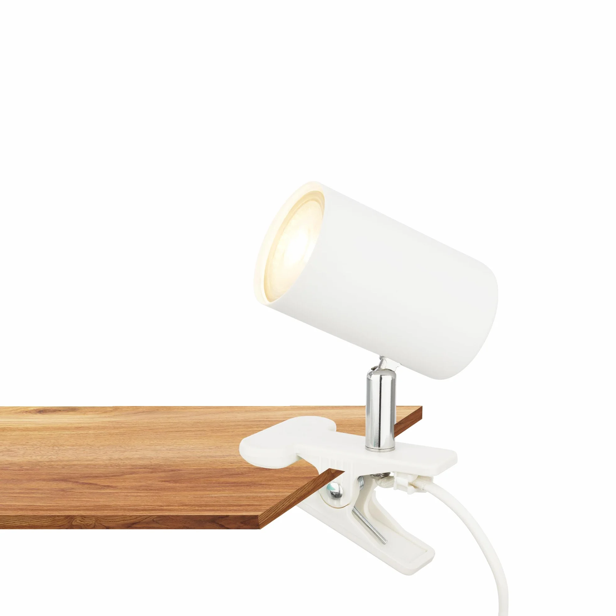 BRILONER - Lampa biurkowa z przełącznikiem kablowym, obrotowa, nocna, do czytania, biurowa, dziecięca, 16.5x6.5x12 cm, biała – funkcjonalna i kompaktowa
