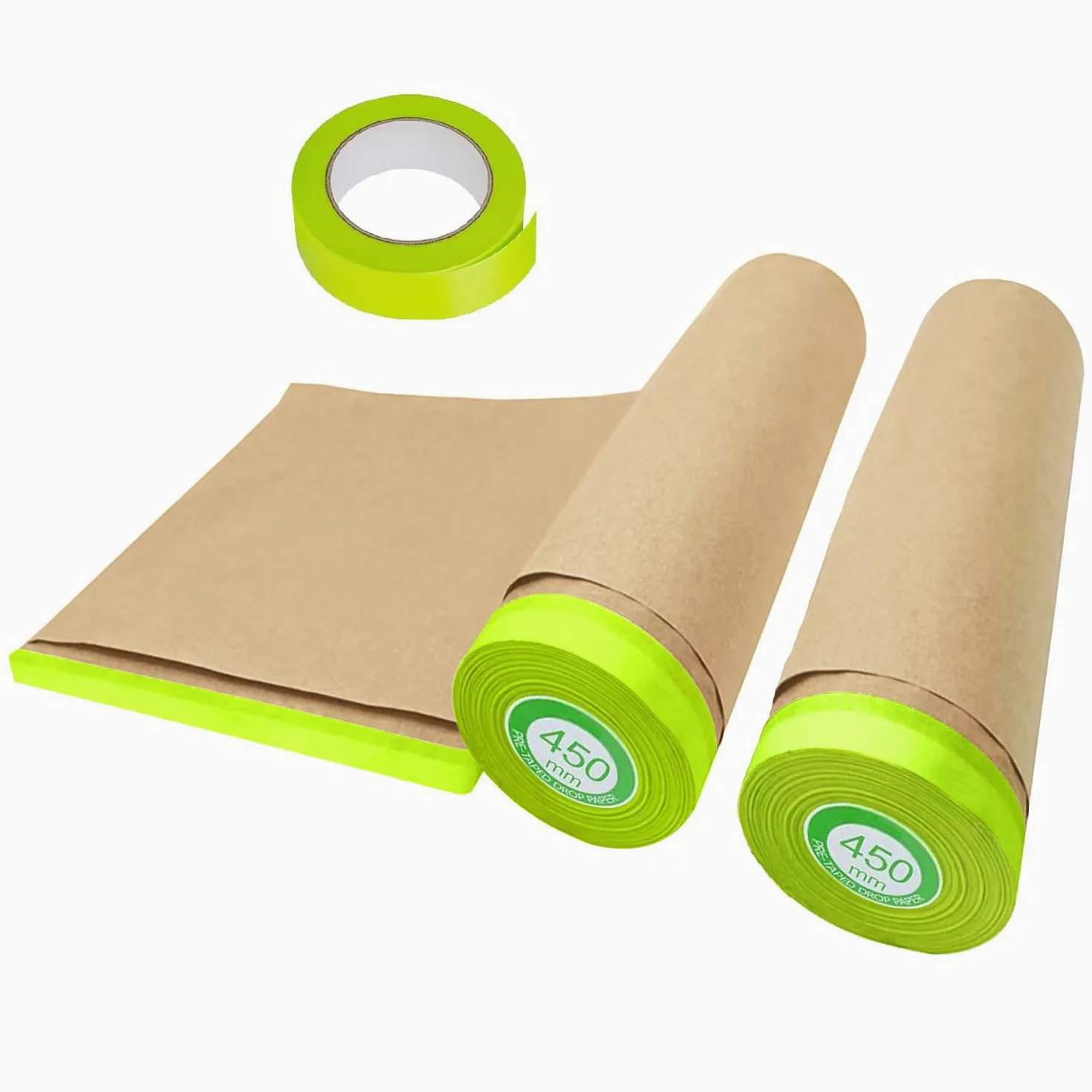 2 rolki papieru maskującego do lakieru samochodowego, z taśmą klejącą, taśmą klejącą, do malowania, pasującego papieru maskującego do samochodów i mebli (45,7 cm