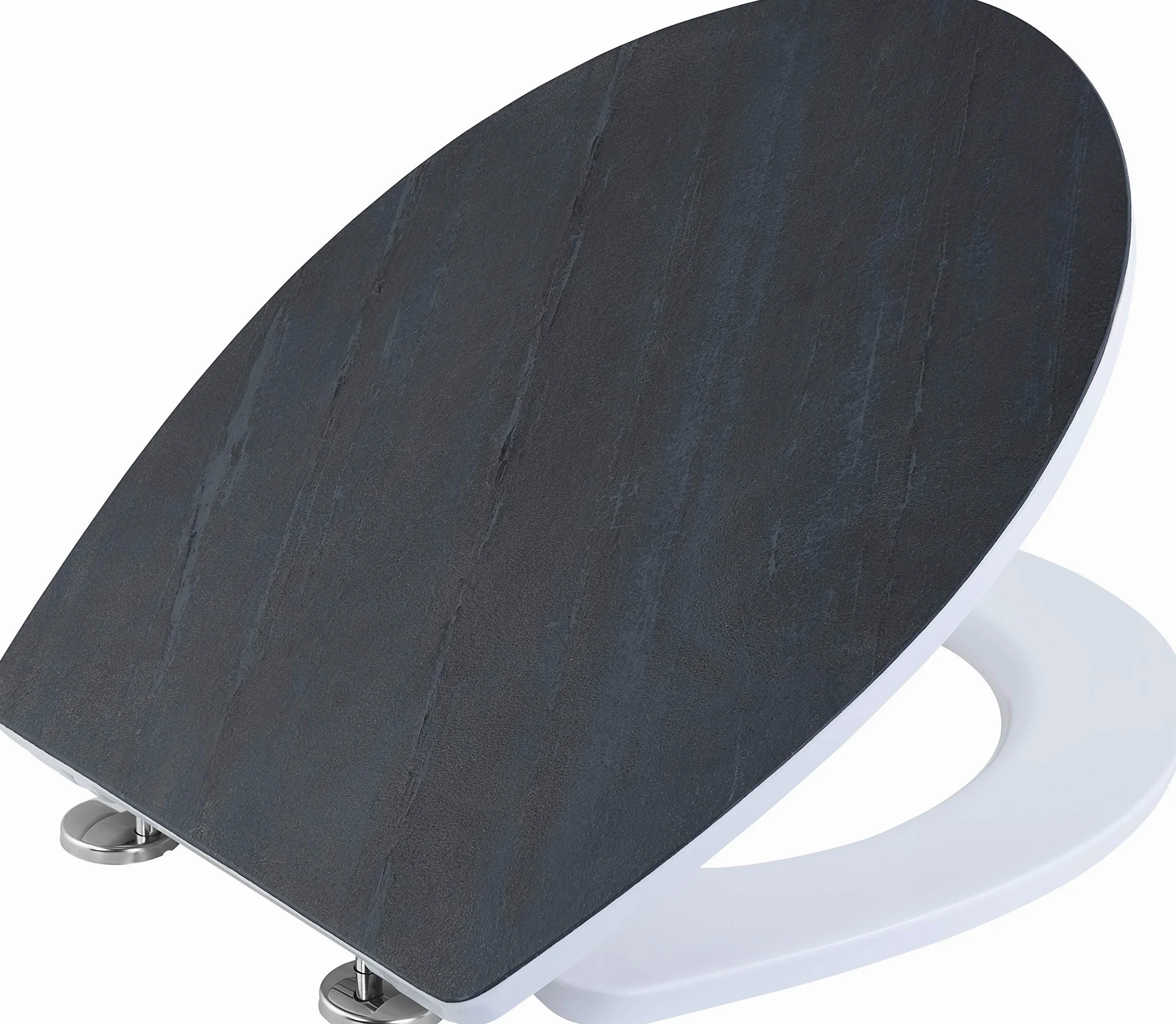 Cornat Deska sedesowa "Noir" – elegancka płyta z kamienia naturalnego – łatwy w pielęgnacji duroplast – funkcja Quick up & Clean – wolnoopadająca – wygodny montaż od góry/deska sedesowa/deska