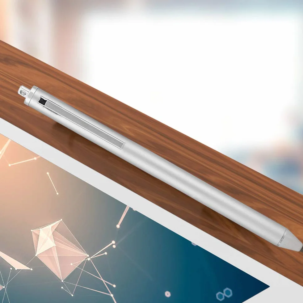 AYNEFY Rysik z materiałową głowicą do ekranu dotykowego, kompatybilny ze smartfonami i tabletami, srebrny