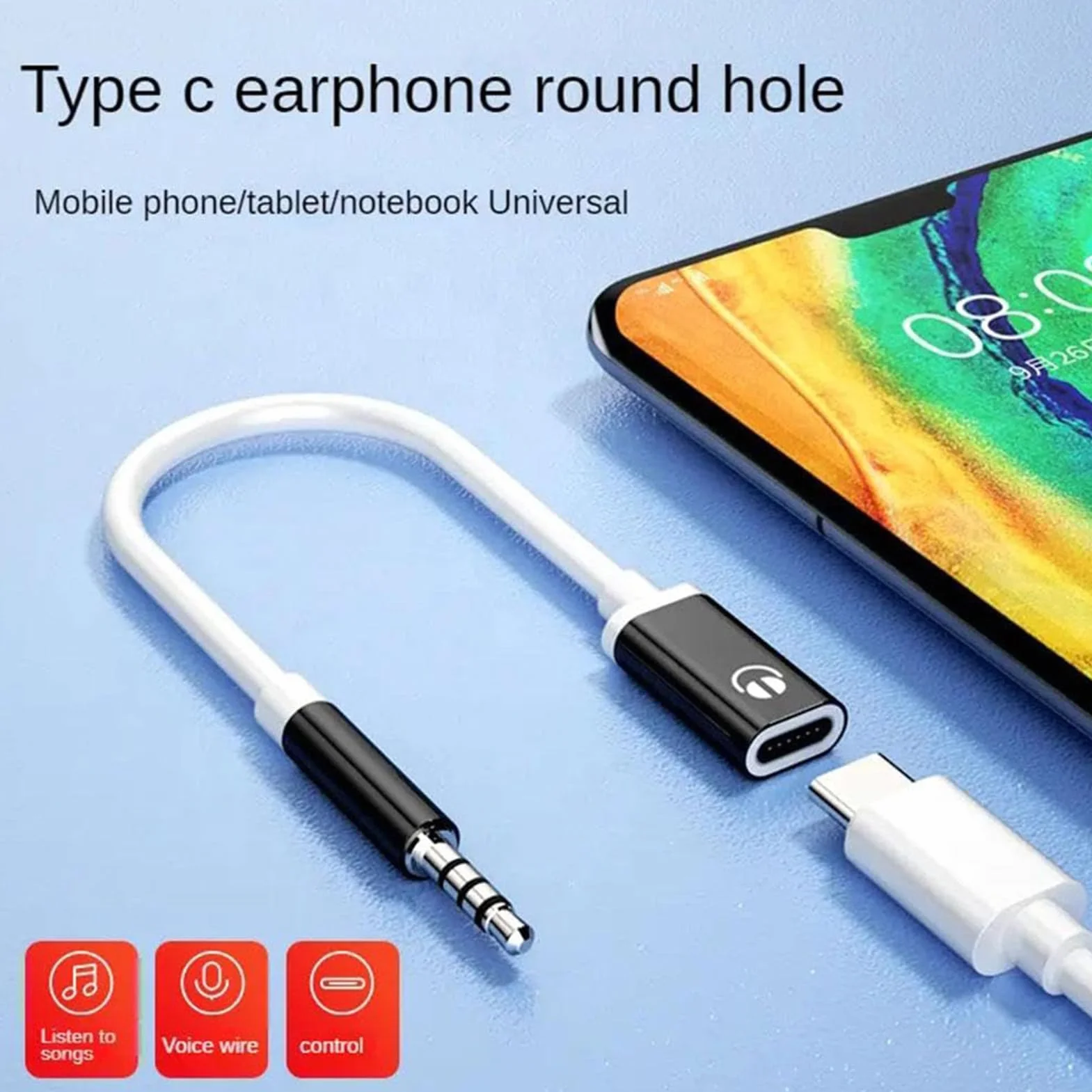 Adapter jack typu C na 3,5 mm, kabel audio, konwerter dźwięku