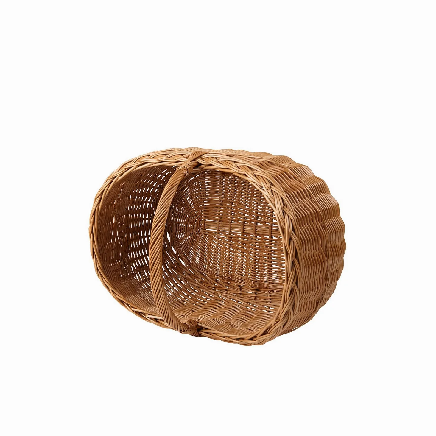 e-wicker24 Duży kosz kominkowy z wikliny w naturalnym kolorze, wiklinowy kosz na drewno kominkowe