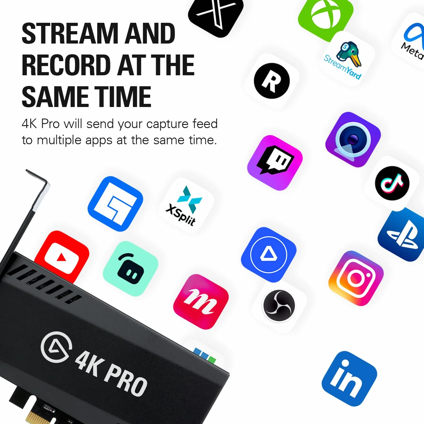 Elgato 4K Pro karta do przechwytywania obrazu wewnętrzna 8K60/4K60 HDR10 PS5 Xbox Series X/S OBS