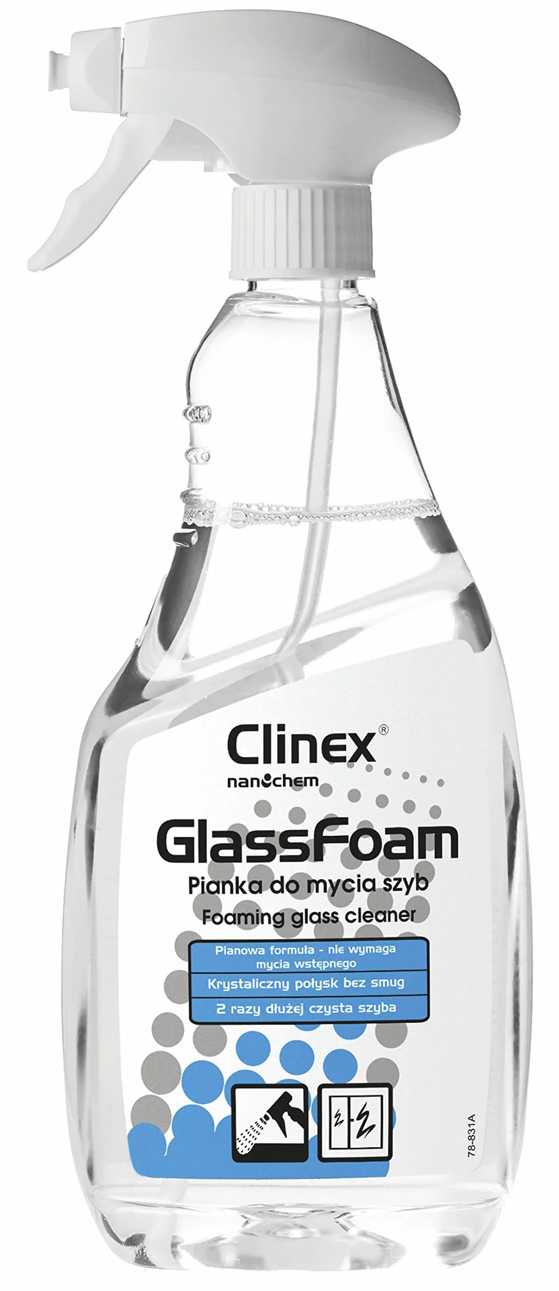 Clinex Foam środek do czyszczenia szyb w sprayu 650 ml/pianka do czyszczenia szyb, intensywny środek do czyszczenia szyb bez smug, do czyszczenia szyb i luster, formuła czyszczenia bez smug