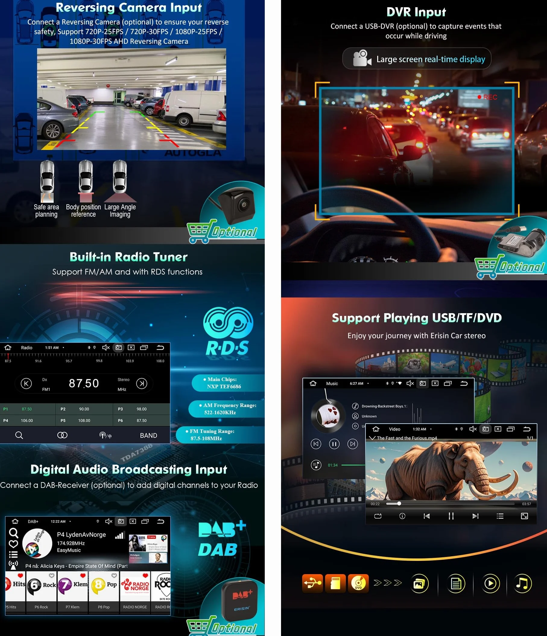 Radio Samochodowe 8-Rdzeniowy Android 14 IPS Ekran Dotykowy Bluetooth 5.0 Do FIAT Panda Bezprzewodowy Carplay