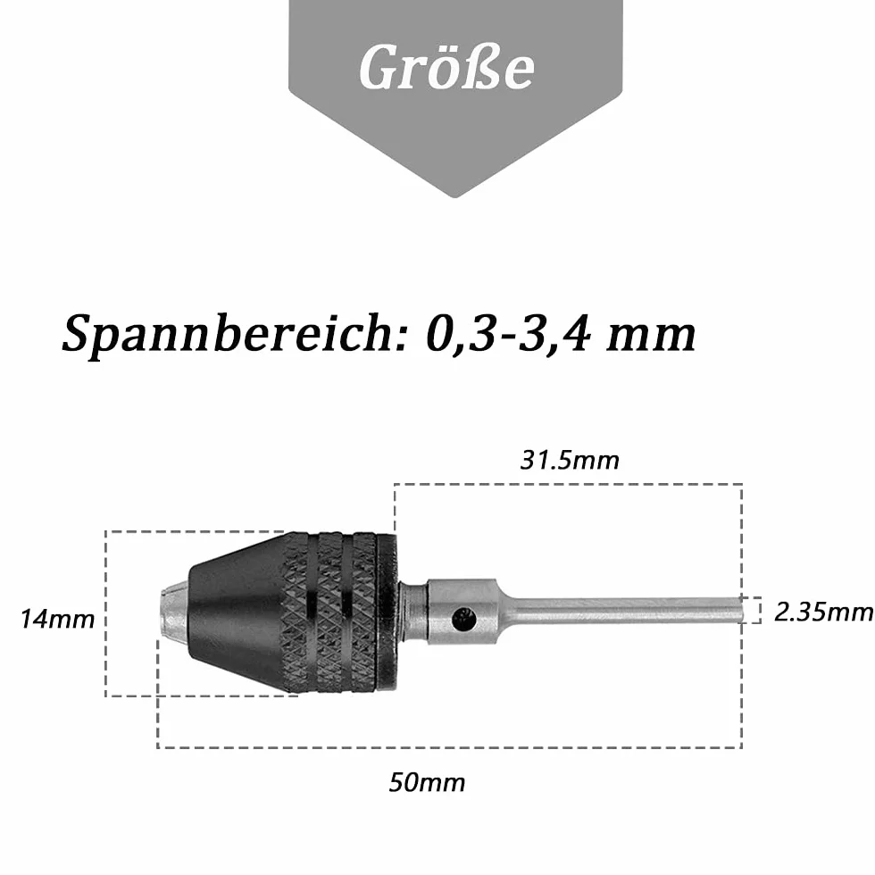 Mesee 2 sztuki Keyless Mini adapter do uchwytu wiertarskiego, 0,3-3,4 mm, szybkomocujący, mini-3-szczękowy uchwyt wiertarski, adapter śrubokrętu do szlifierek elektrycznych