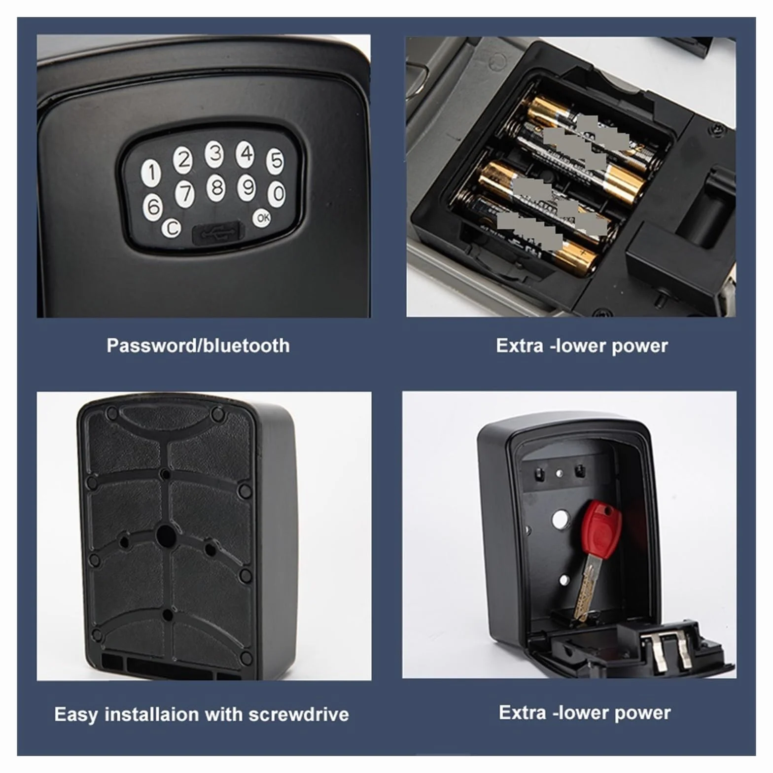 Mały sejf Tuya Smart Key Lock Box naścienny sejf na klucze ze stopu aluminium odporny na warunki atmosferyczne z kodem schowek na klucze Lock Box Indoor Outdoor do domu, biura, hotelu, podróży(TUYA ke