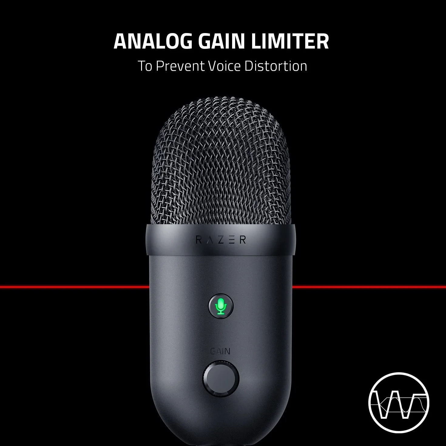 Razer Seiren V2 X USB Condenser Microphone Supercardioid Digital Limiter Mic Monitoring Gain Control