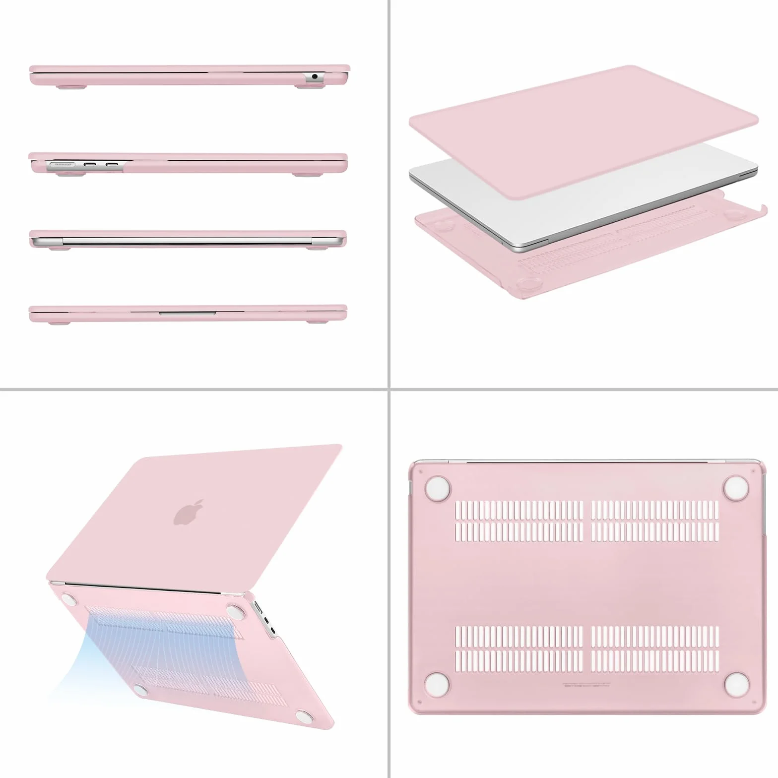 MOSISO Etui kompatybilne z MacBook Air 33.0 cm M4 M3 M2 2025 2024 2023 2022 A3240 A3113 A2681 Touch ID, twarda obudowa do MacBooka Air 34.5 cm etui z osłoną klawiatury, różowy (Baby Pink)