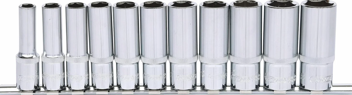 KS Tools 918.0611 3/8"CHROMEplus Zestaw nasadek 6-katnych dlugich 11-szt, 8-19mm