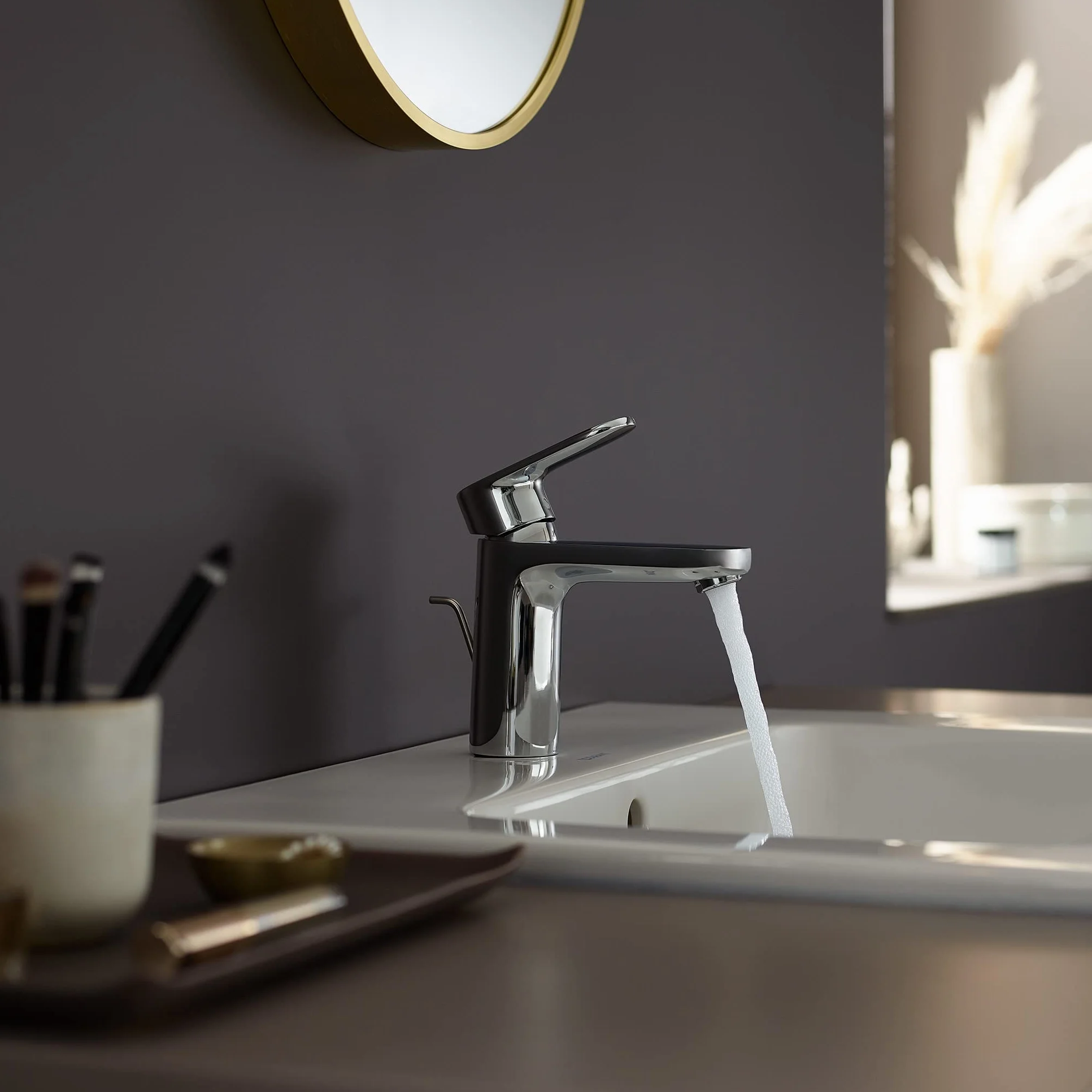 hansgrohe Vernis Blend - jednouchwytowa bateria umywalkowa z zestawem odpływowym, kran łazienkowy z wylewką 88 mm, oszczędność wody (EcoSmart), chrom, 71551000