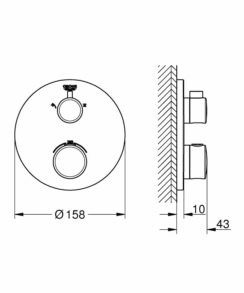 GROHE 24075000 Termostatyczna bateria prysznicowa - Chrom, 24076000