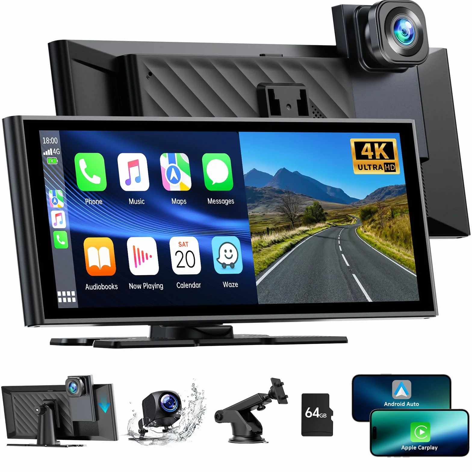 Lamto Radio Samochodowe 9,26" Apple Carplay Android Auto Przednia Kamera 4K 1080P Bluetooth 5.0 FM