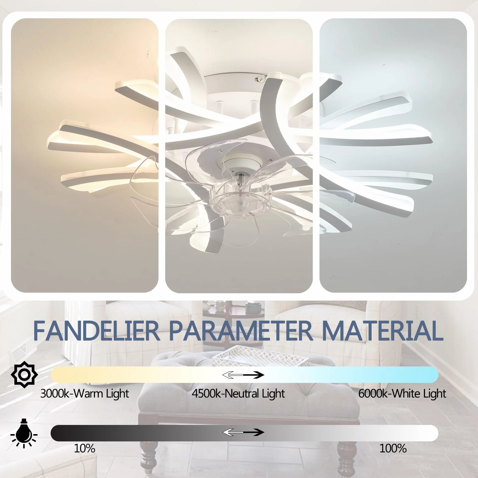 Funkcja Pamięci Wentylator Sufitowy Z Oświetleniem 6-biegowa, Odwracalna Lampa Na Prąd Stały Z Wentylatorem I Pilotem Cicha, Ściemnialna Lampa Sufitowa LED Z Timerem I Wentylatorem Do Sypialni-White