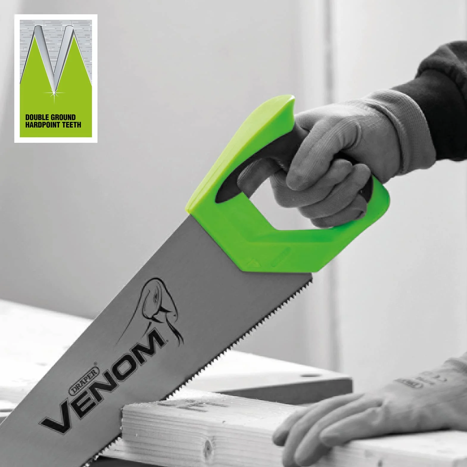Draper Venom 82198 piła narzędziowa z podwójnym uziemieniem, 350 mm, piła ręczna 7tpi, piła do drewna 8ppi, ostrze ze stali węglowej o grubości 1 mm, narzędzia ręczne do ogrodnictwa, ergonomiczny
