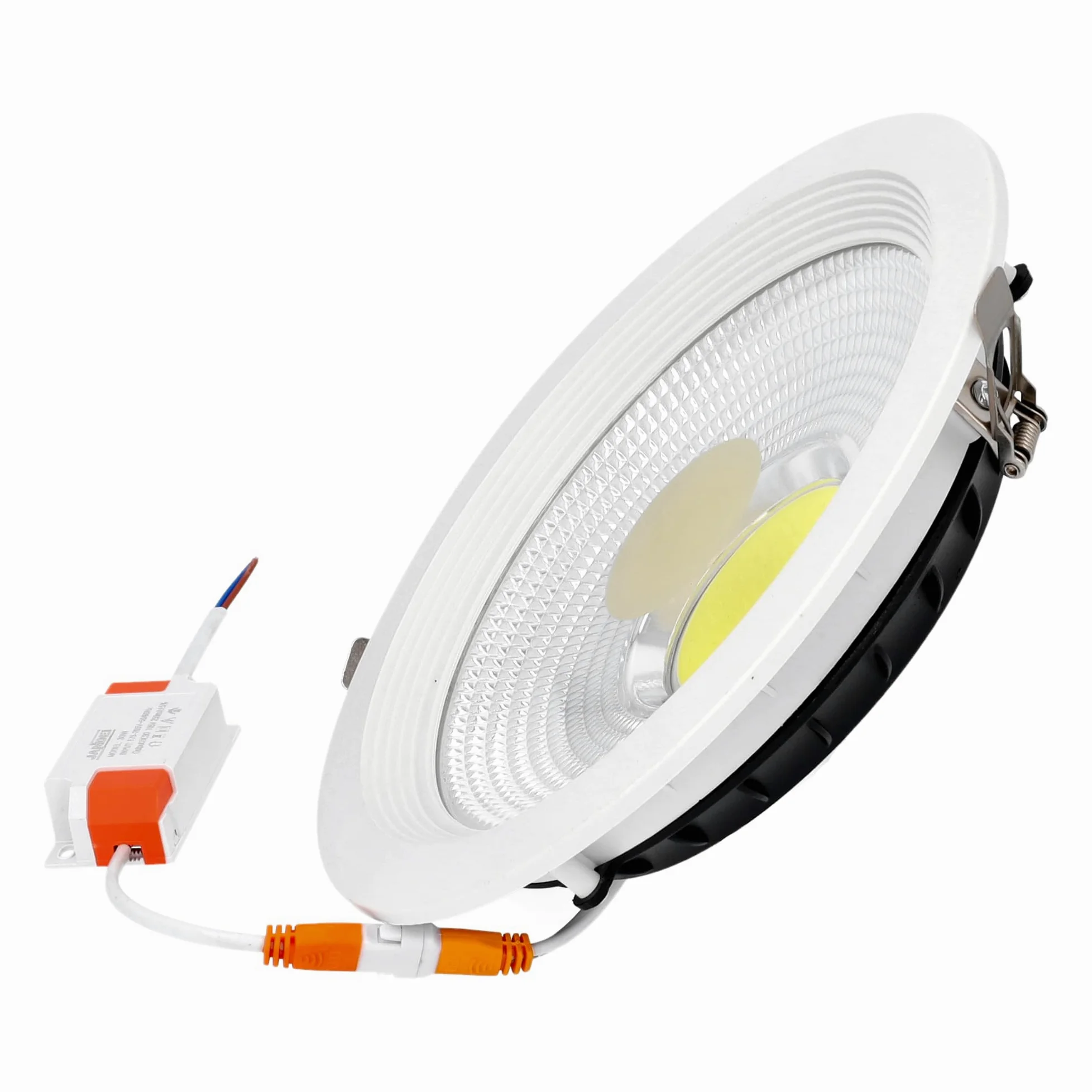 Jandei COB 30 W, wpuszczany reflektor LED, okrągła rama aluminiowa, biała, 212 x 52 mm (otwór wpuszczany 185 mm), 2700 lm, IP44, idealny do salonu, kuchni, łazienki - 5 sztuk (zimne światło 600K)