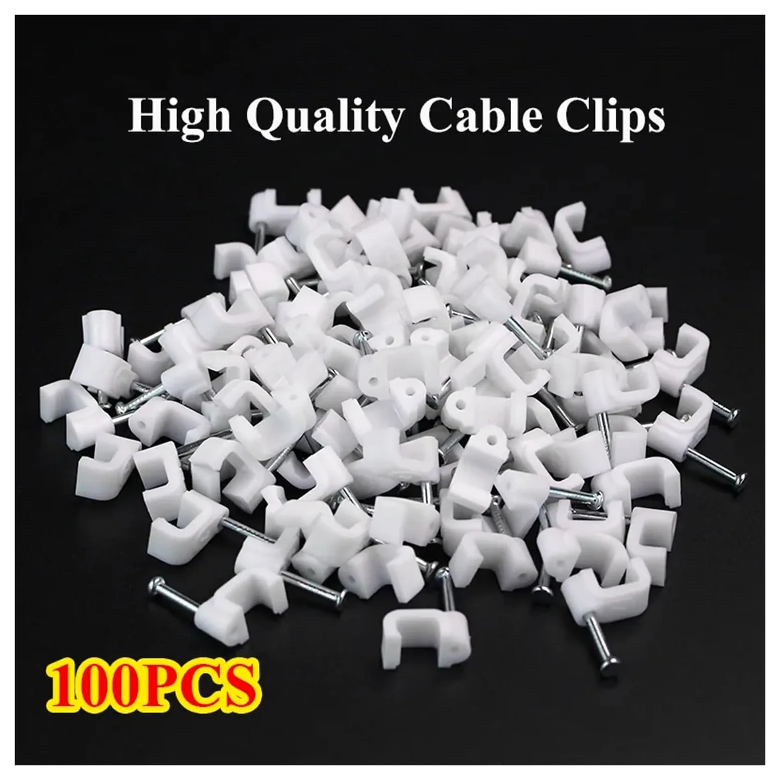 Zaciski do kabli z gwoździami, 100 sztuk Okrągłe 4 mm 6 8 10 Plastikowe zaciski drutu Organizator na sznurki(Round 10mm 100PCS)