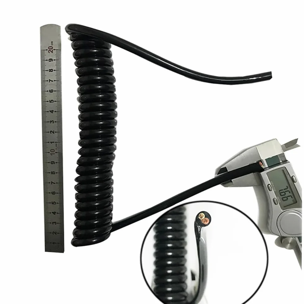 Przewód elektryczny Kabel zasilający spiralny 2-żyłowy 2,5 mm kwadratowy średnica zewnętrzna 8, metra metrów 7, przewód sprężynowy zwijany(Undraw 2.5 meters)
