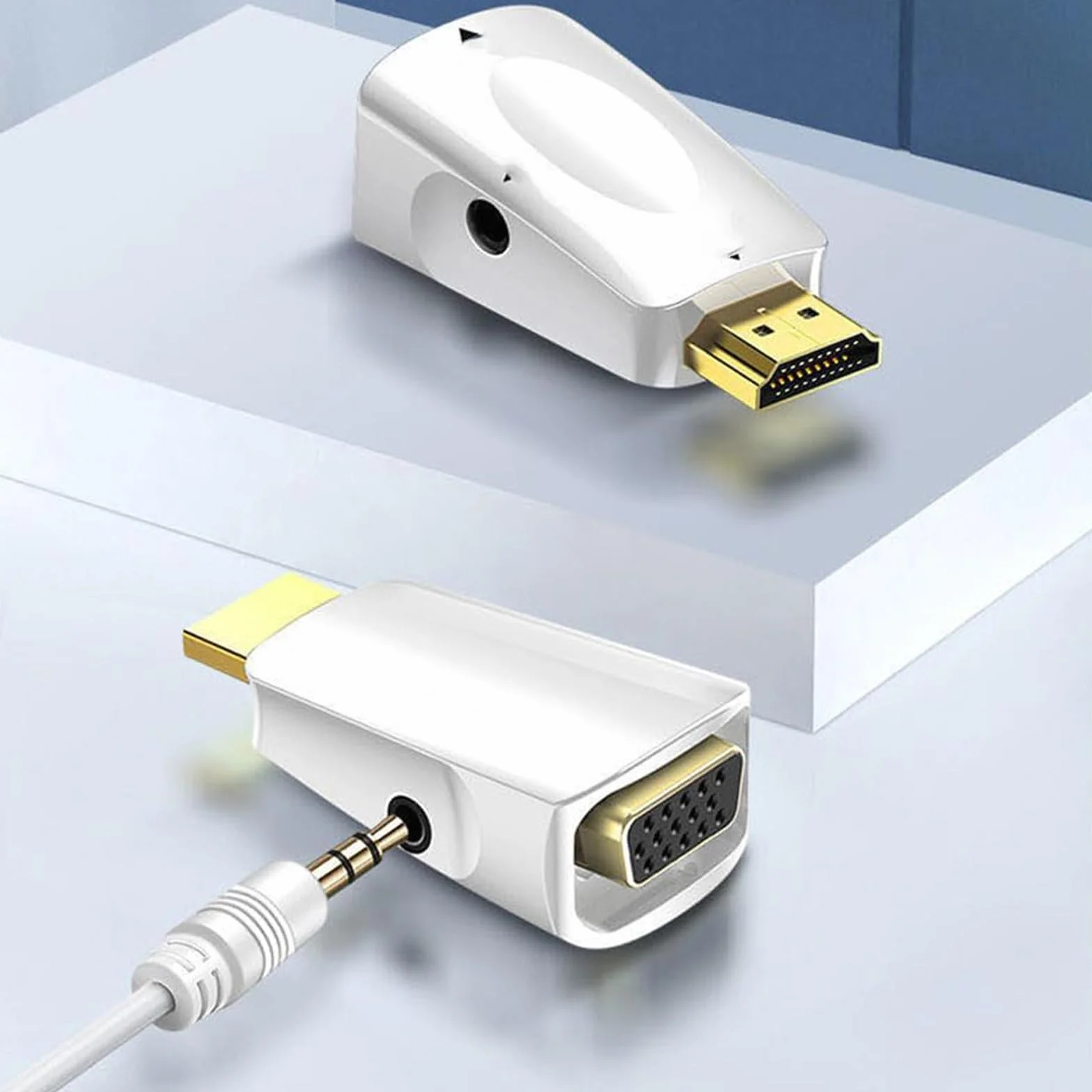 VIEVRE 2 Adaptery HDMI VGA do Komputera, Laptopa, Monitora, HDTV - Kolor Biały