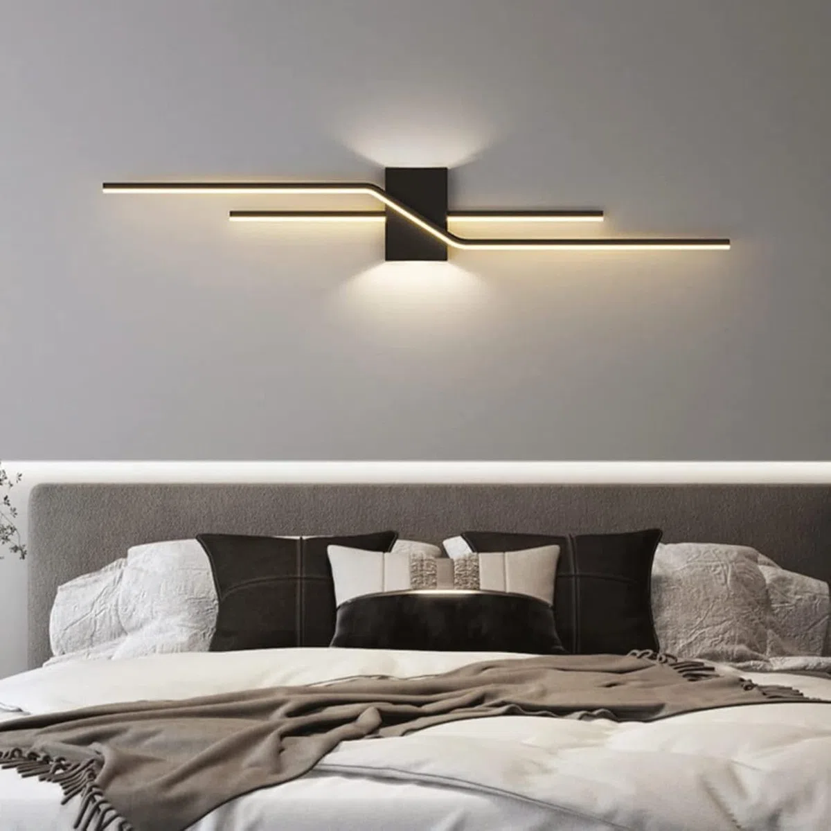 Générique Kinkiety Oświetlenie liniowe LED Kinkiet 120 cm Lampa ścienna do sypialni Salon Korytarz (Czarny 120 cm)