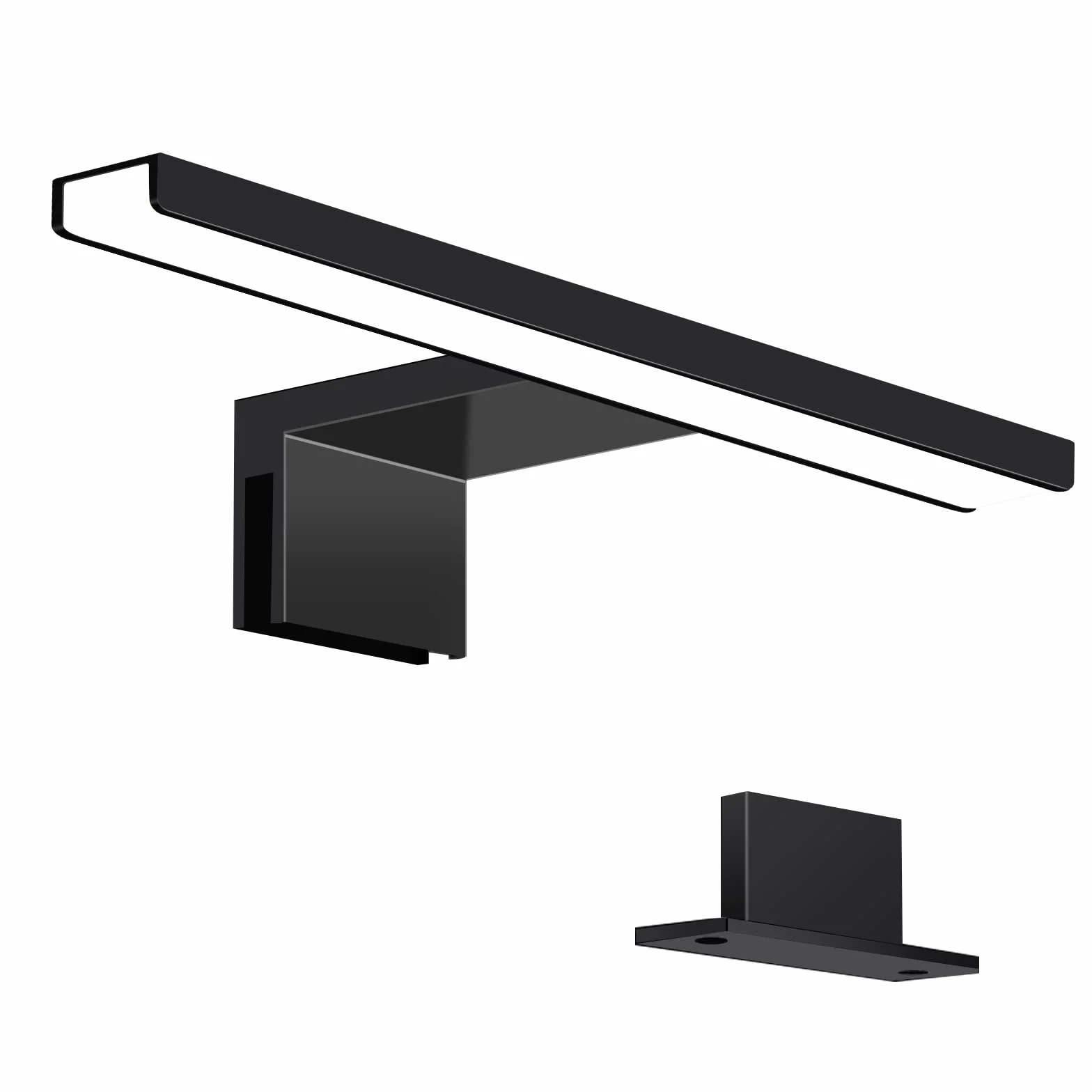 ERWEY Lampa Łazienkowa LED 2 w 1, IP44, Do Lustra, Czarna, Zimna Biel, Oświetlenie Toaletki, 230 V, Szafka, Lustro Do Zabudowy, Zaciskowa (30 cm, 6000 K, 5 W)