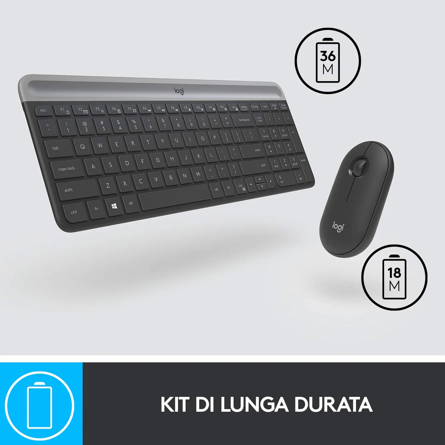 Logitech MK470 Slim Bezprzewodowa klawiatura & Mysz Combo - ITA QWERTY