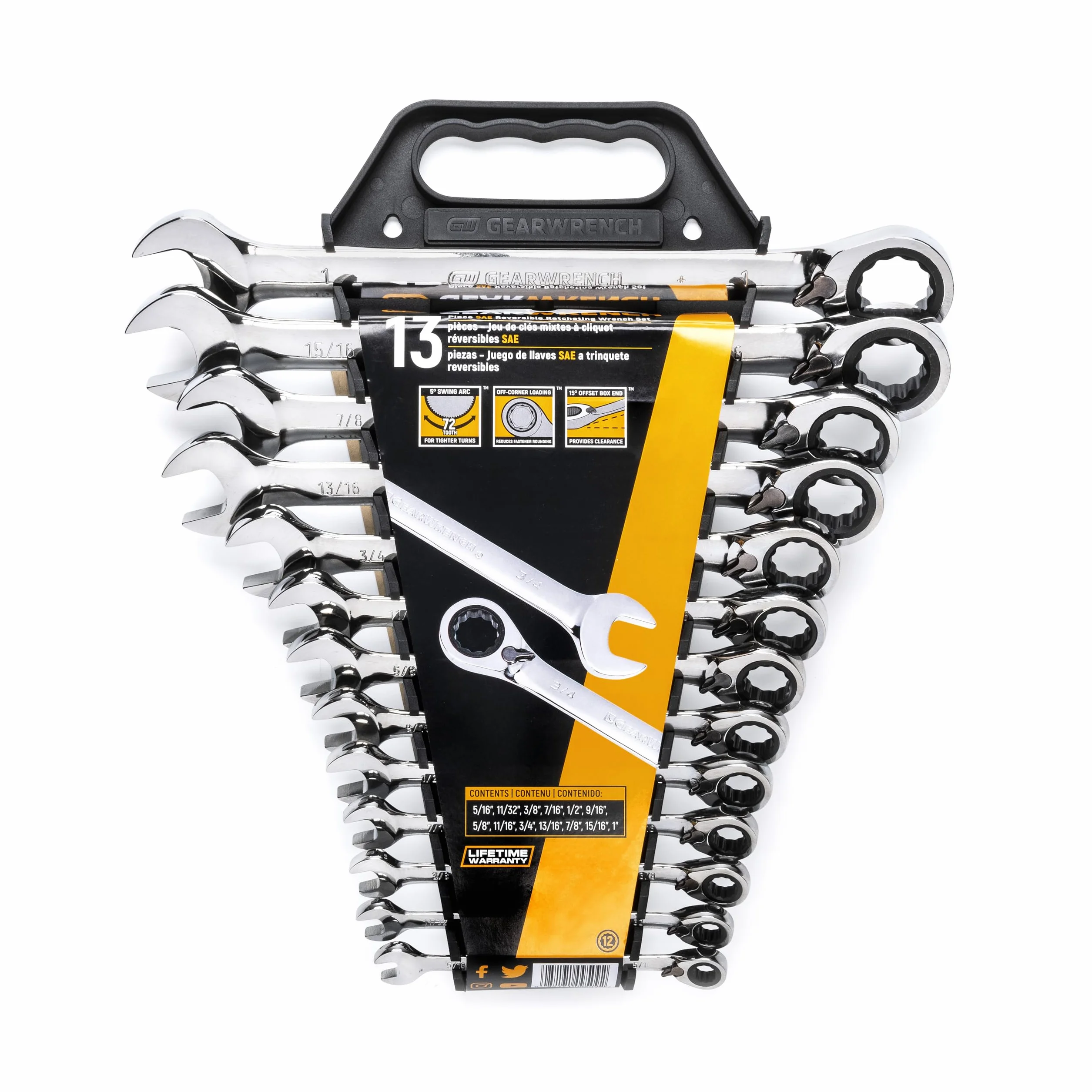 GearWrench 9509 13-szt. SAE odwracalny zestaw kluczy kombinacji