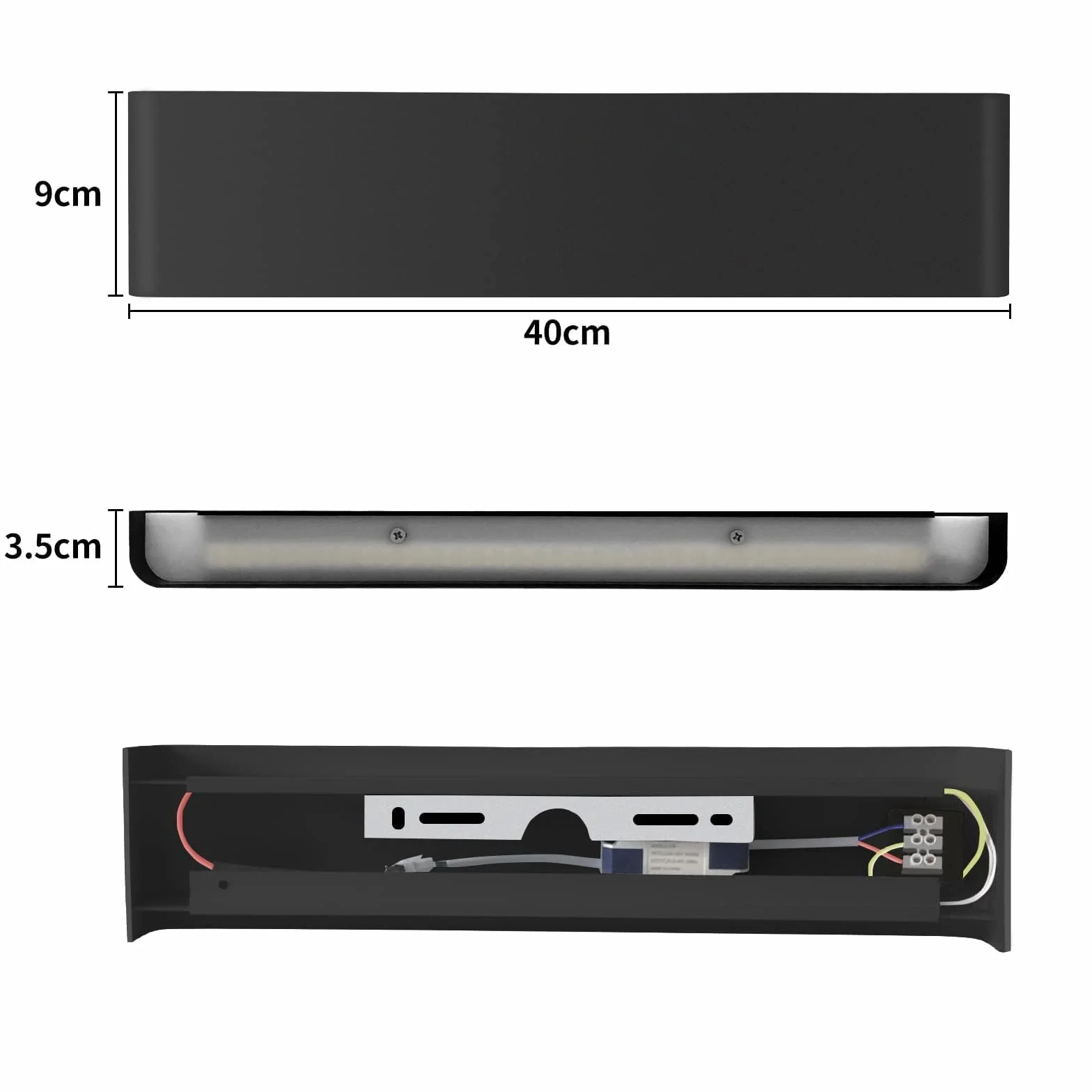 Lureshine 1 sztuki lamp ściennych LED do wnętrz,do łazienki, sypialni, na klatkę schodową, korytarza-czarny