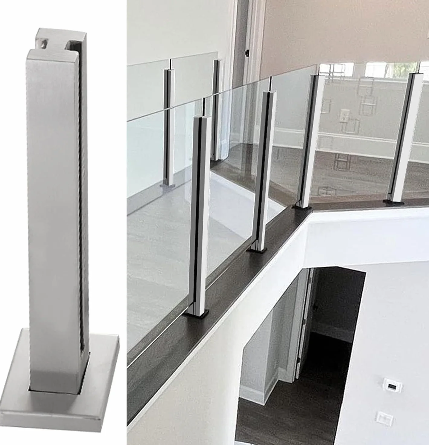 Wspornik balustrady tarasowej – uchwyt na panel z tworzywa sztucznego i drewna do tarasów zewnętrznych, na balkon i patio, łatwy montaż, konstrukcja odporna na warunki atmosferyczne