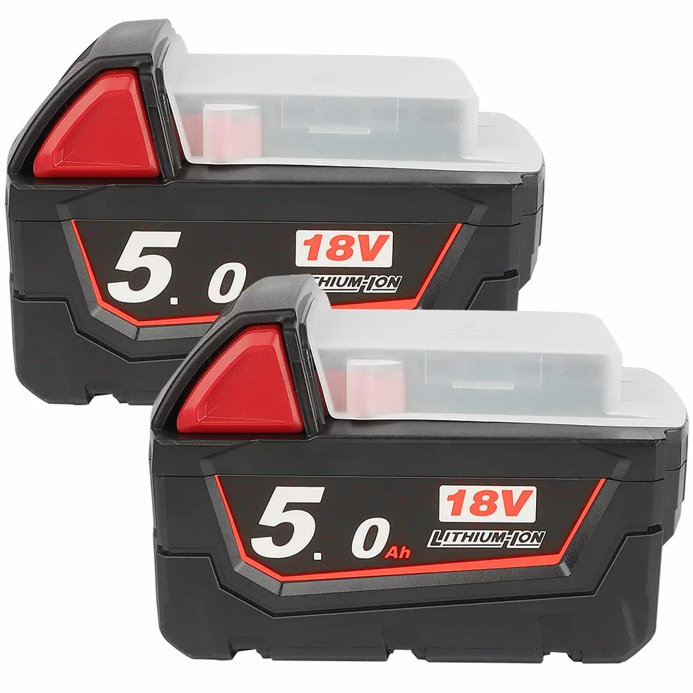 2 x Powarobor M18B5 18 V 5,0 Ah akumulator zastępczy kompatybilny z Milwaukee M18 18 V akumulator 48-11-1860