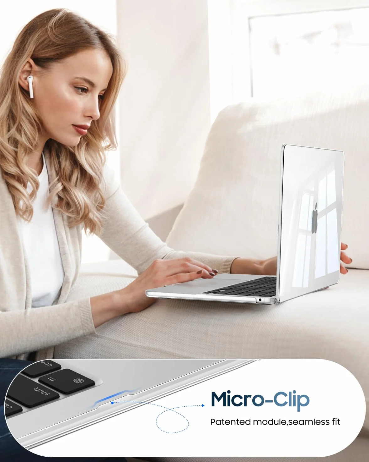 FINTIE Etui kompatybilne z MacBook Air 13,6 cala M5 M4 M3 M2 (2026-2022) A3449 A3240 A3113 A2681, Ultracienkie Twarde Etui Ochronne, Przezroczysty